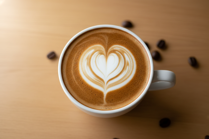 cappuccino with a heart latte art 
